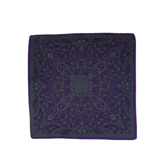 Other - BEAUTIFUL Gray/Purple Geometric Silk Pocket Square ITALY 12.5"/ 12.5" EC